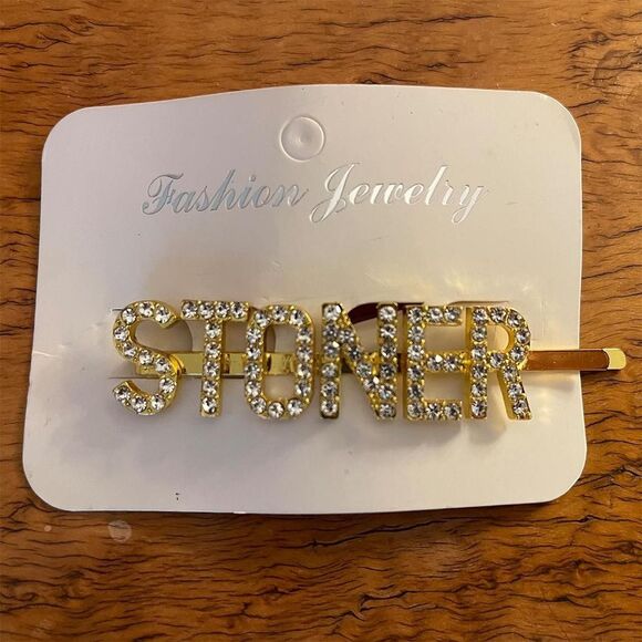 STONER Gold & Rhinestone Hair Clip - Picture 3 of 3
